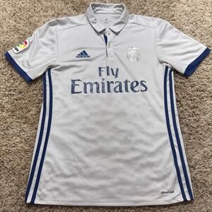 Adidas Real Madrid 2016-17 Home Jersey White Blue Fly Emirates S94992 Mens Small